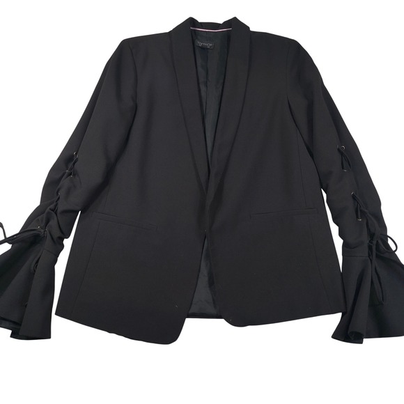 Topshop Jackets & Blazers - Topshop Blazer Size 6 Lace Up Sleeve Flared Cuff Statement Jacket Chic Evening